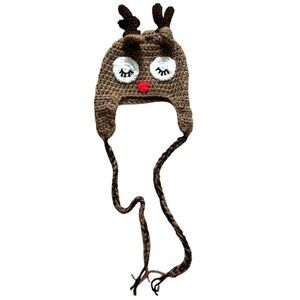 Baby Infant Unisex Reindeer Crocheted Christmas Hat